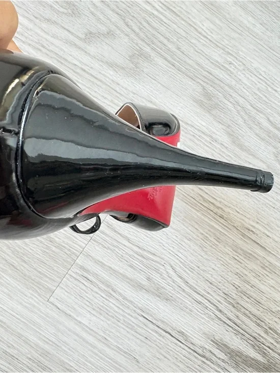 Christian Louboutin Black Patent Leather Delico 100' D'orsay Pumps Peep Toe 41 - Picture 8 of 16